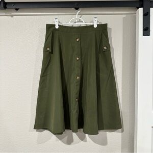 SHEIN Forest Green A-Line Skirt with Button Detail Like New